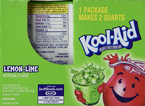 Kool-Aid Lemon Lime Unsweetened Soft Drink Mix, 0.13 Oz (Bonus Pack of 50 Packets) by Kool-Aid