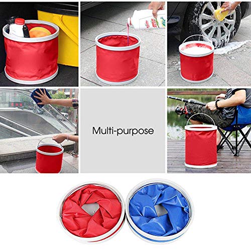 Red 9L Portable Collapsible Bucket Oxford Cloth Compact Folding Water Container for Camping Fishing Car Washing