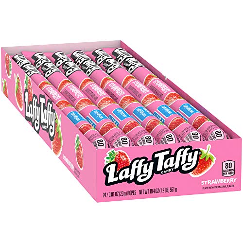 Wonka Laffy Taffy Rope, Strawberry, 0.81 Ounce Packages (Pack of 24) by Wonka