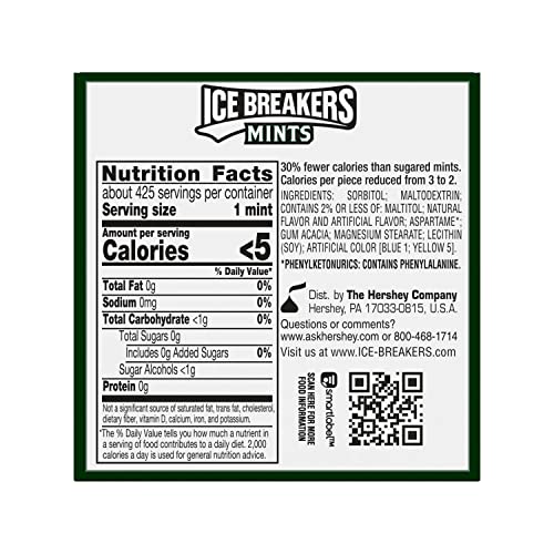 ICE BREAKERS Mints (Spearmint, Sugar Free, 1.5-Ounce Containers, Pack of 8)