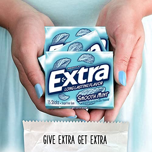 Extra Smooth Mint Sugarfree Gum, 15 Stick Slim Pack (Pack of 10)