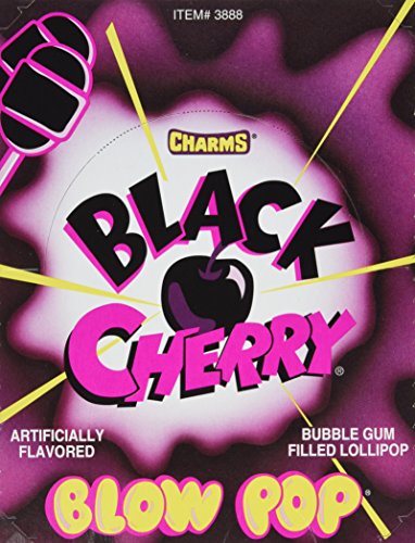 Charms Blow Pop Sucker Lollipops Black Cherry Flavor 48 Count Box