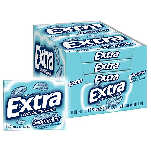 Extra Smooth Mint Sugarfree Gum, 15 Stick Slim Pack (Pack of 10)