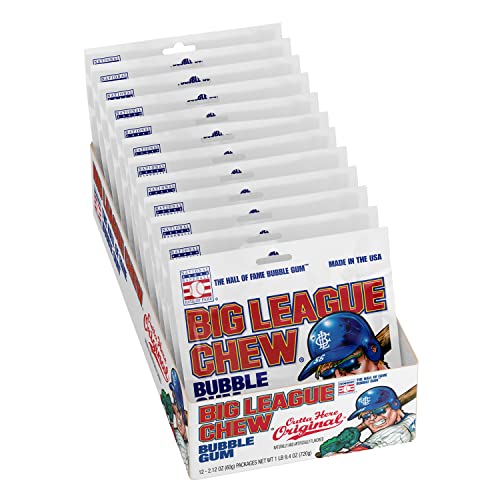 Big League Chew Outta Here Original Bubble Gum, 60 Grams/2.1 Ounces - 12 Pack