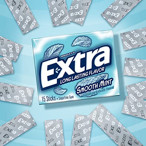 Extra Smooth Mint Sugarfree Gum, 15 Stick Slim Pack (Pack of 10)