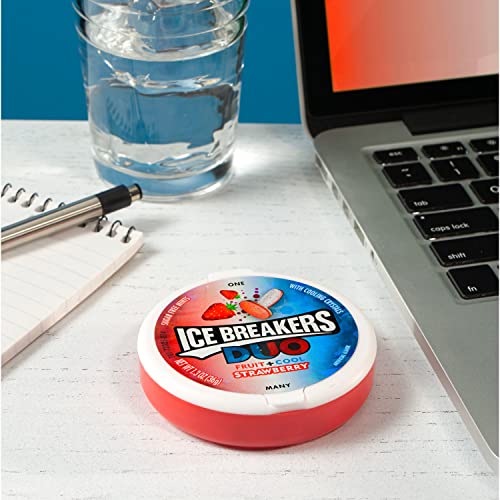 ICE BREAKERS Duo Fruit + Cool Sugar Free Mints (Strawberry, 1.3-Ounce Containers, Pack of 8)