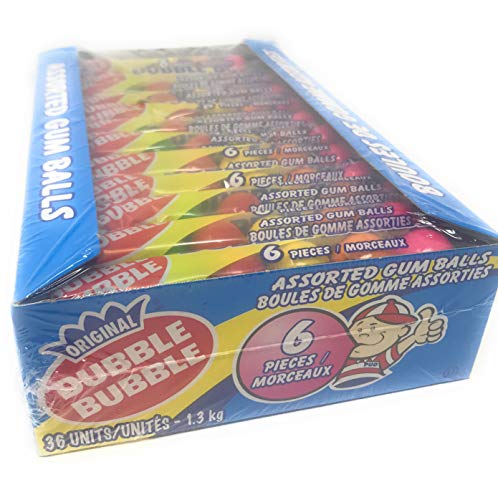 Original Dubble Bubble - Assorted Gum Balls - 36 Packages of 6 Pieces