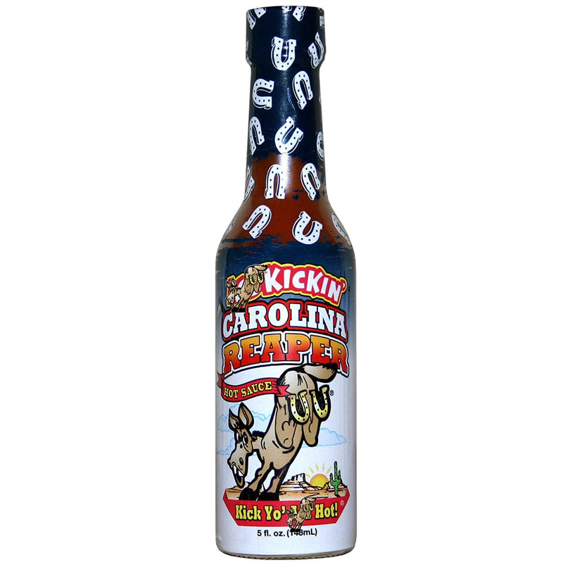 KICKIN' Carolina Reaper Hot Sauce - 5 oz - Premium Gourmet Hot Sauce for Chicken Wings and Breakfast Burritos–Perfect Stocking Stuffers or Christmas Gifts for the hot sauce fan-Try if you Dare!