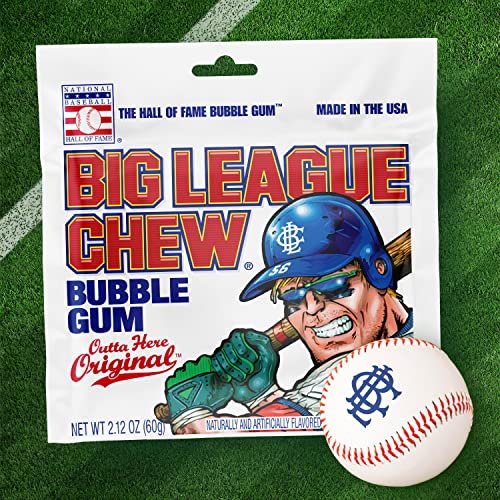 Big League Chew Outta Here Original Bubble Gum, 60 Grams/2.1 Ounces - 12 Pack