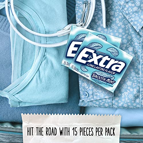 Extra Smooth Mint Sugarfree Gum, 15 Stick Slim Pack (Pack of 10)