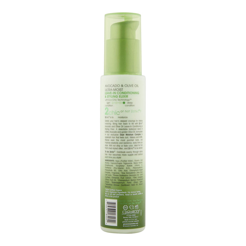 Giovanni 2chic Avocado and Olive Oil Ultra-Moist Leave-In Conditioning and Styling Elixir 4 Fluid Ounces