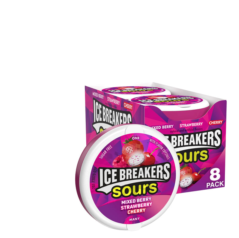 Ice Breakers Sours Sugar Free Mixed Berry Candy 8 Pack (1.5 oz per Pack)