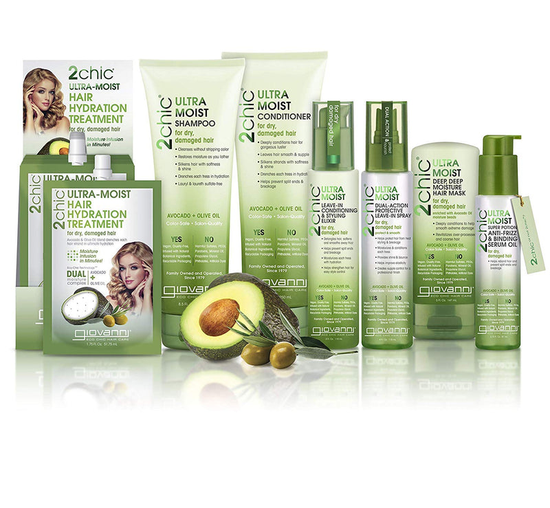 Giovanni 2chic Avocado and Olive Oil Ultra-Moist Leave-In Conditioning and Styling Elixir 4 Fluid Ounces