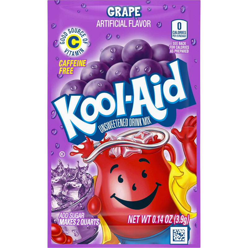 Kool-Aid Grape Unsweetened Soft Drink Mix, 0.14-Ounce Packets (Pack of 96)