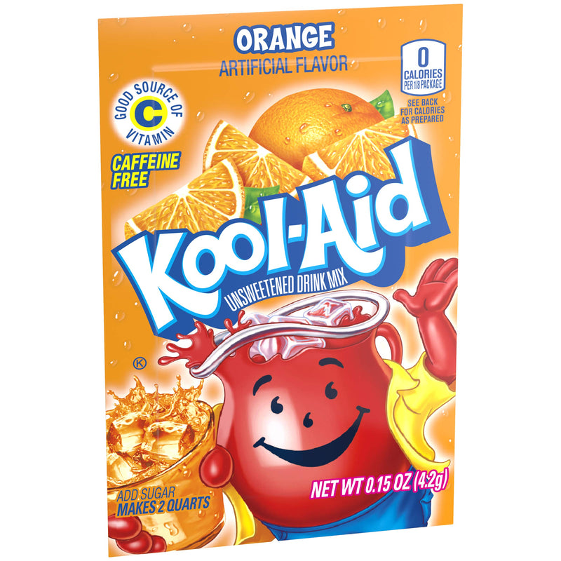 Kool-Aid Orange Unsweetened Soft Drink Mix, 0.15-Ounce Packets (Pack of 96) by Kool-Aid