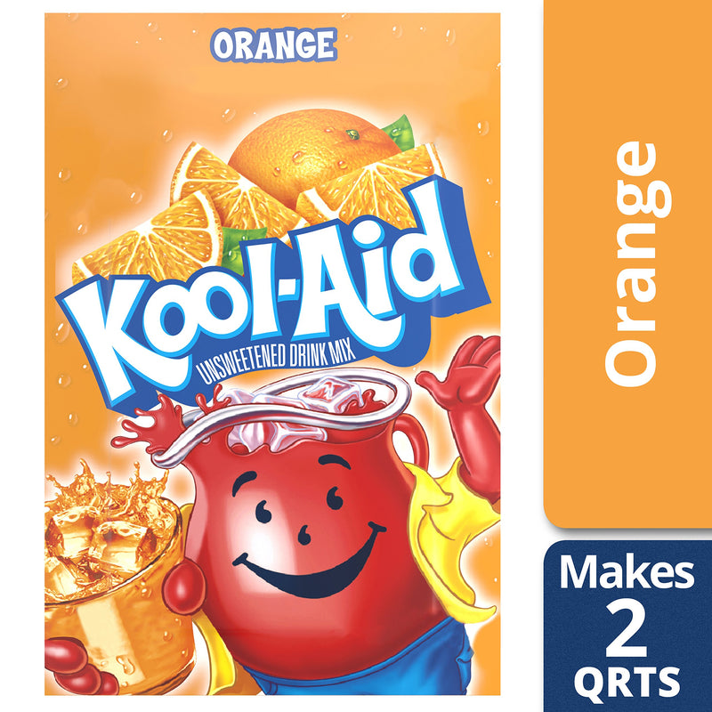 Kool-Aid Unsweetened Drink Mix, Orange Flavor, Pack of 48