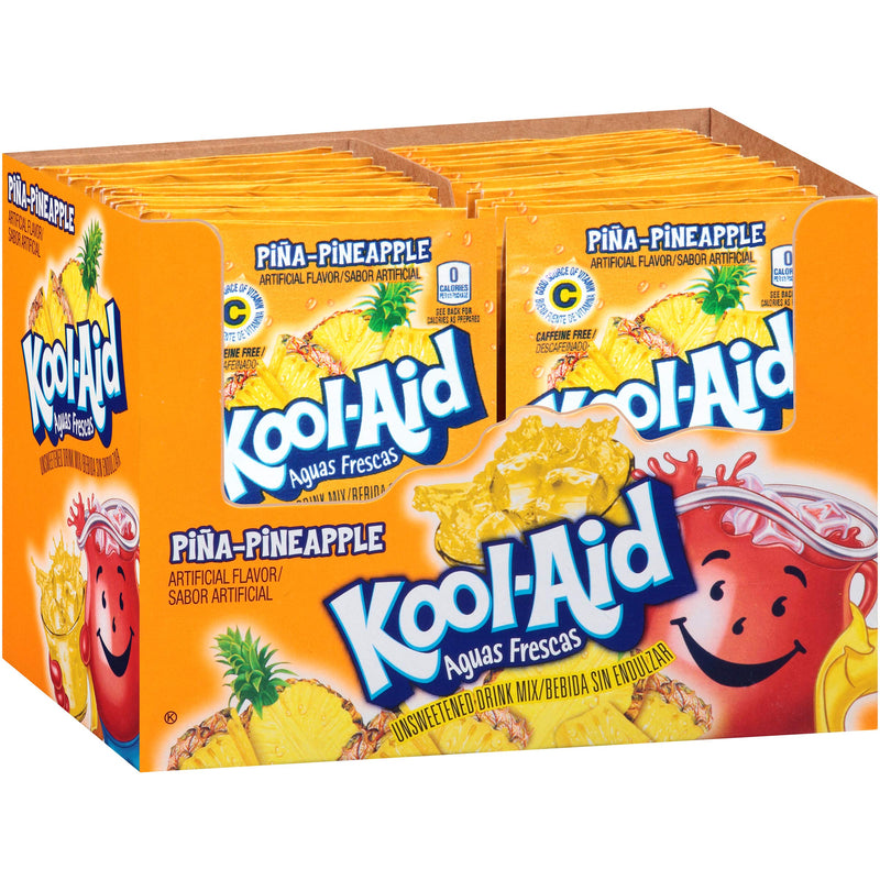 Kool-Aid Aguas Frescas Pina Pineapple Flavored Unsweetened Caffeine Free Powdered Drink Mix (48 Packets)