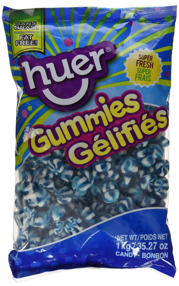 Huer Bulk Small Blue Raspberry Swirls-Not Sour x1kg, 1.00-Kilogram