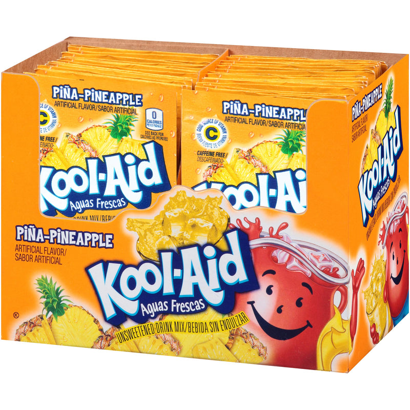 Kool-Aid Aguas Frescas Pina Pineapple Flavored Unsweetened Caffeine Free Powdered Drink Mix (48 Packets)